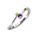 3 - Lucie 4.10 mm Bold Round Peridot and Amethyst 2 Stone Promise Ring 