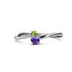 1 - Lucie 4.10 mm Bold Round Peridot and Iolite 2 Stone Promise Ring 