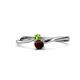 1 - Lucie 4.10 mm Bold Round Peridot and Red Garnet 2 Stone Promise Ring 