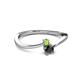 2 - Lucie 4.10 mm Bold Round Peridot and Black Diamond 2 Stone Promise Ring 