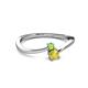 2 - Lucie 4.10 mm Bold Round Peridot and Yellow Sapphire 2 Stone Promise Ring 