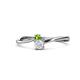 1 - Lucie 4.10 mm Bold Round Peridot and White Sapphire 2 Stone Promise Ring 