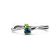 1 - Lucie 4.10 mm Bold Round Peridot and Blue Diamond 2 Stone Promise Ring 