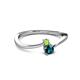 2 - Lucie 4.10 mm Bold Round Peridot and Blue Diamond 2 Stone Promise Ring 