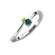 3 - Lucie 4.10 mm Bold Round Peridot and Blue Diamond 2 Stone Promise Ring 