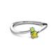 2 - Lucie 4.10 mm Bold Round Peridot and Yellow Diamond 2 Stone Promise Ring 