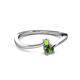 2 - Lucie 4.10 mm Bold Round Peridot and Lab Created Alexandrite 2 Stone Promise Ring 