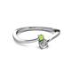 2 - Lucie 4.10 mm Bold Round Peridot and Lab Grown Diamond 2 Stone Promise Ring 