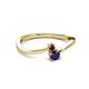 2 - Lucie 4.10 mm Bold Round Red Garnet and Blue Sapphire 2 Stone Promise Ring 