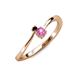 3 - Lucie 4.10 mm Bold Round Red Garnet and Pink Sapphire 2 Stone Promise Ring 