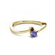 2 - Lucie 4.10 mm Bold Round Red Garnet and Tanzanite 2 Stone Promise Ring 