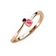 3 - Lucie 4.10 mm Bold Round Red Garnet and Pink Tourmaline 2 Stone Promise Ring 