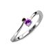 3 - Lucie 4.10 mm Bold Round Red Garnet and Amethyst 2 Stone Promise Ring 