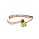 2 - Lucie 4.10 mm Bold Round Red Garnet and Peridot 2 Stone Promise Ring 