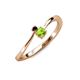 3 - Lucie 4.10 mm Bold Round Red Garnet and Peridot 2 Stone Promise Ring 