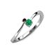 3 - Lucie 4.10 mm Bold Round Red Garnet and Emerald 2 Stone Promise Ring 