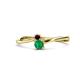 1 - Lucie 4.10 mm Bold Round Red Garnet and Emerald 2 Stone Promise Ring 
