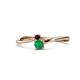 1 - Lucie 4.10 mm Bold Round Red Garnet and Emerald 2 Stone Promise Ring 