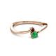 2 - Lucie 4.10 mm Bold Round Red Garnet and Emerald 2 Stone Promise Ring 