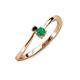 3 - Lucie 4.10 mm Bold Round Red Garnet and Emerald 2 Stone Promise Ring 