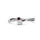 1 - Lucie 4.10 mm Bold Round Red Garnet and White Sapphire 2 Stone Promise Ring 