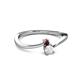 2 - Lucie 4.10 mm Bold Round Red Garnet and White Sapphire 2 Stone Promise Ring 