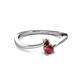 2 - Lucie 4.10 mm Bold Round Red Garnet and Ruby 2 Stone Promise Ring 