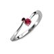 3 - Lucie 4.10 mm Bold Round Red Garnet and Ruby 2 Stone Promise Ring 