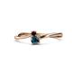1 - Lucie 4.10 mm Bold Round Red Garnet and Blue Diamond 2 Stone Promise Ring 