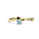 1 - Lucie 4.10 mm Bold Round Red Garnet and Aquamarine 2 Stone Promise Ring 