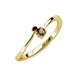 3 - Lucie 4.10 mm Bold Round Red Garnet and Smoky Quartz 2 Stone Promise Ring 