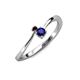 3 - Lucie 4.10 mm Bold Round Red Garnet and Blue Sapphire 2 Stone Promise Ring 