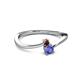 2 - Lucie 4.10 mm Bold Round Red Garnet and Tanzanite 2 Stone Promise Ring 