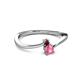 2 - Lucie 4.10 mm Bold Round Red Garnet and Pink Tourmaline 2 Stone Promise Ring 