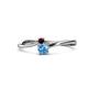 1 - Lucie 4.10 mm Bold Round Red Garnet and Blue Topaz 2 Stone Promise Ring 