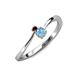 3 - Lucie 4.10 mm Bold Round Red Garnet and Blue Topaz 2 Stone Promise Ring 