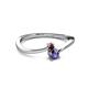 2 - Lucie 4.10 mm Bold Round Red Garnet and Iolite 2 Stone Promise Ring 