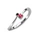 3 - Lucie 4.10 mm Bold Round Red Garnet and Rhodolite Garnet 2 Stone Promise Ring 