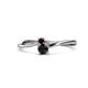 1 - Lucie 4.10 mm Bold Round Red Garnet and Black Diamond 2 Stone Promise Ring 