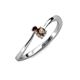 3 - Lucie 4.10 mm Bold Round Red Garnet and Smoky Quartz 2 Stone Promise Ring 