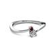 2 - Lucie 4.10 mm Bold Round Red Garnet and Diamond 2 Stone Promise Ring 