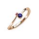 3 - Lucie 4.10 mm Bold Round Rhodolite Garnet and Blue Sapphire 2 Stone Promise Ring 