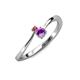 3 - Lucie 4.10 mm Bold Round Rhodolite Garnet and Amethyst 2 Stone Promise Ring 
