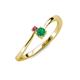 3 - Lucie 4.10 mm Bold Round Rhodolite Garnet and Emerald 2 Stone Promise Ring 