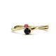 1 - Lucie 4.10 mm Bold Round Rhodolite Garnet and Black Diamond 2 Stone Promise Ring 