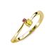 3 - Lucie 4.10 mm Bold Round Rhodolite Garnet and Yellow Sapphire 2 Stone Promise Ring 