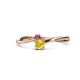 1 - Lucie 4.10 mm Bold Round Rhodolite Garnet and Yellow Sapphire 2 Stone Promise Ring 