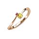 3 - Lucie 4.10 mm Bold Round Rhodolite Garnet and Yellow Sapphire 2 Stone Promise Ring 