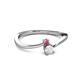 2 - Lucie 4.10 mm Bold Round Rhodolite Garnet and White Sapphire 2 Stone Promise Ring 