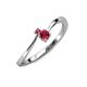 3 - Lucie 4.10 mm Bold Round Rhodolite Garnet and Ruby 2 Stone Promise Ring 